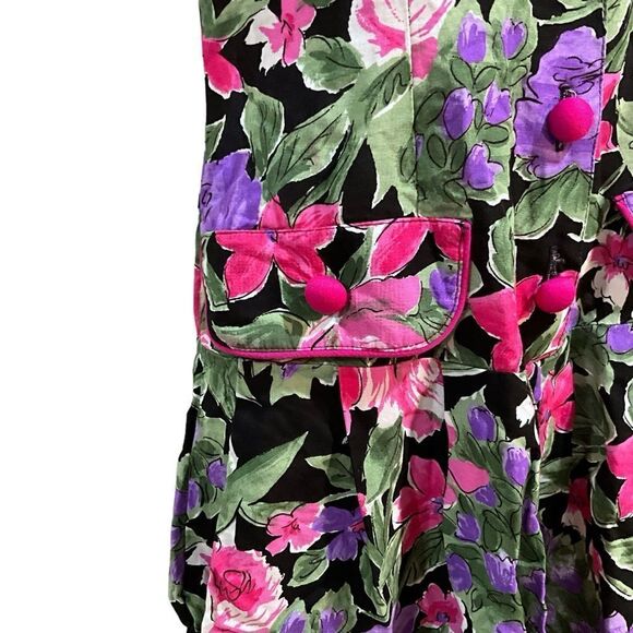 LA BELLE Vintage 90s Button Front Floral Romper Juniors Size 5 - Picture 4 of 10